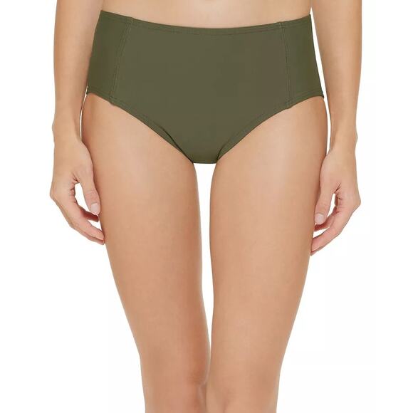 DKNY Womens Moss Green Seamed High Waist Bikini Bottom Size S new - Picture 1 of 5